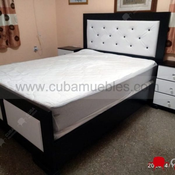 Cama VIRGIN Blanco y Negro (Queen Size)