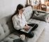 woman working at home using laptop